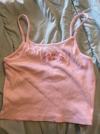 Débardeur crop top rose à bretelles fines – idéal S/XS