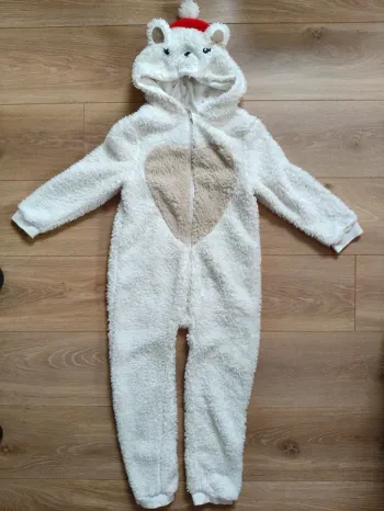 Combinaison pyjama chaud fille Orchestra beige ourson 128 cm