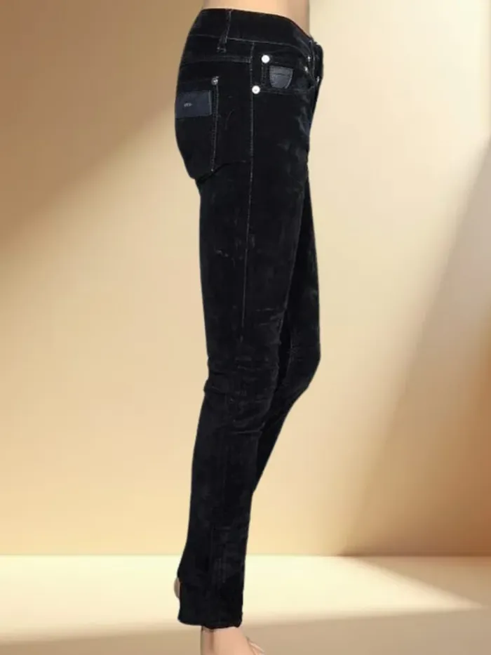 jean April 77 noir coupe slim matiére lyocell et coton effet velours,taille basse,extensible - photo numéro 2