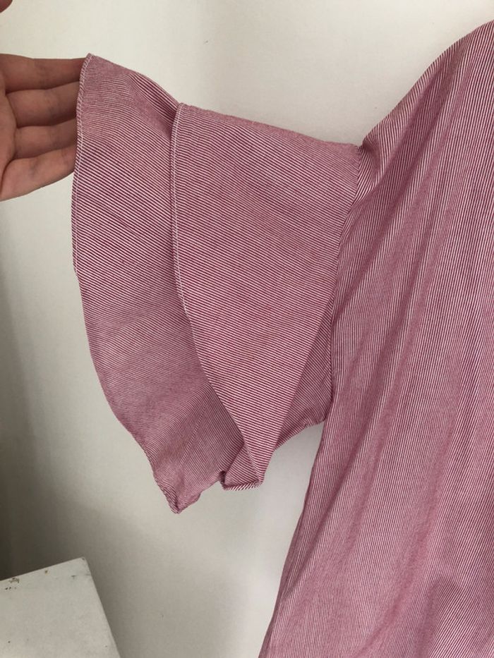 Blouse rayée blanche et rose avec manches à volants Morgan - photo numéro 4