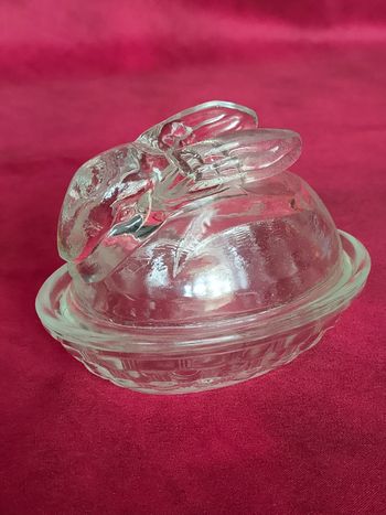 Ancienne verrine lapin en verre