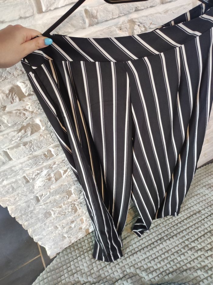 Pantalon à rayures noir et blanc L - photo numéro 2