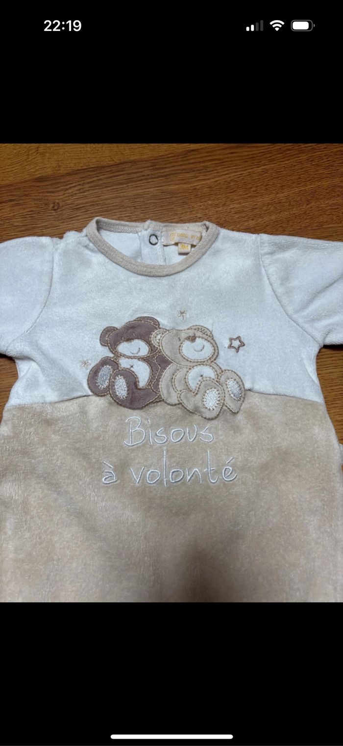 Lot de 2 pyjama une pièce bébé mixte gémo 3 mois - photo numéro 3