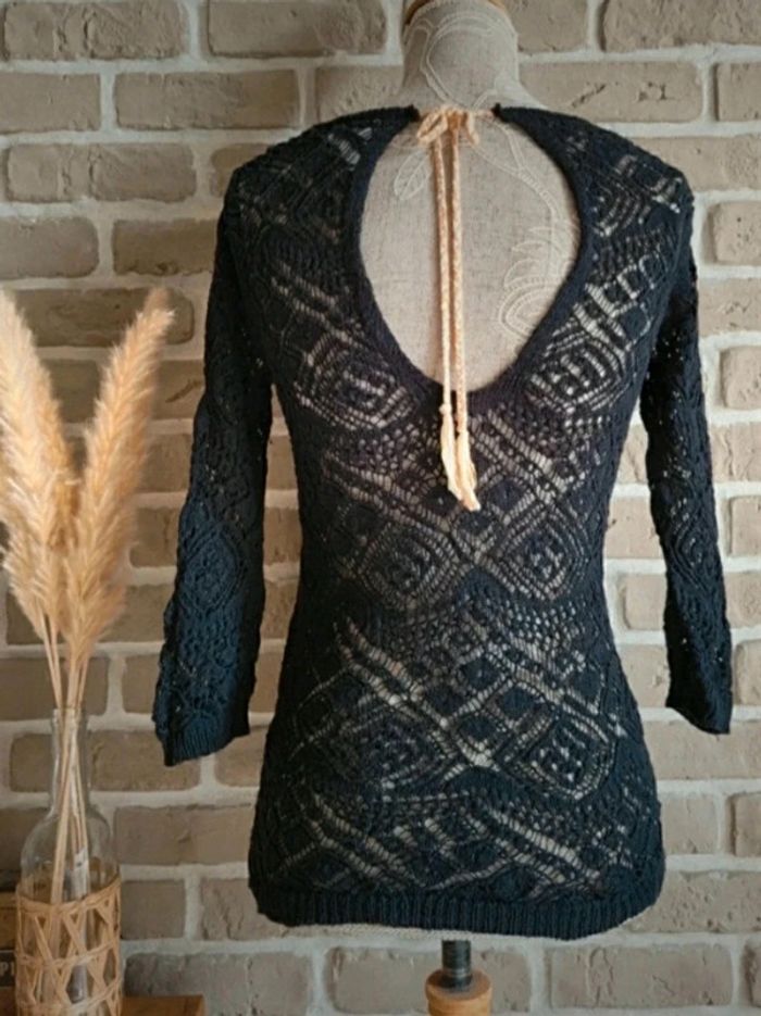 Pull en crochet noir dos ouvert La Redoute - photo numéro 8