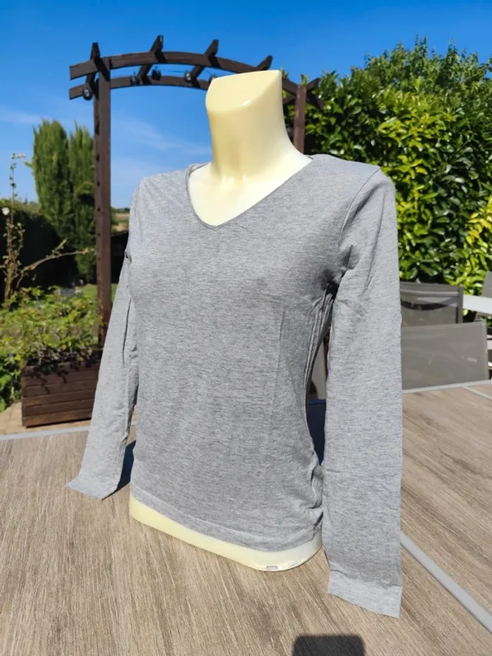 Tee shirt manches longues col en V gris T38 - Arkitect - photo numéro 2