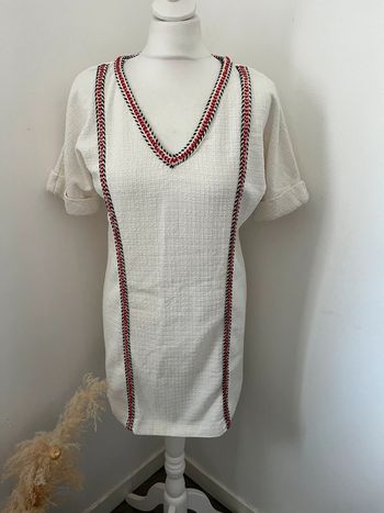 Robe blanche col en v Zara XS