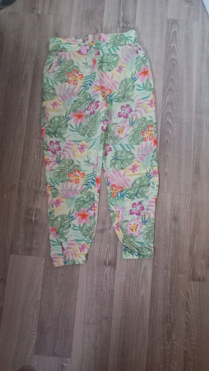 Pantalon fluide fleuri taille élastique fille 👧