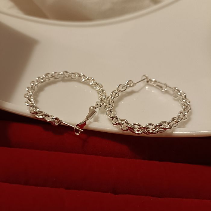 Boucles d'oreilles créoles en plus S 925 - photo numéro 2