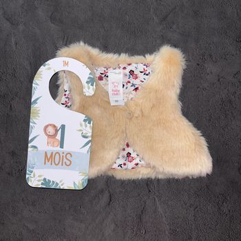 Gilet sans manche Baby Club beige / 1 mois / Très bon état