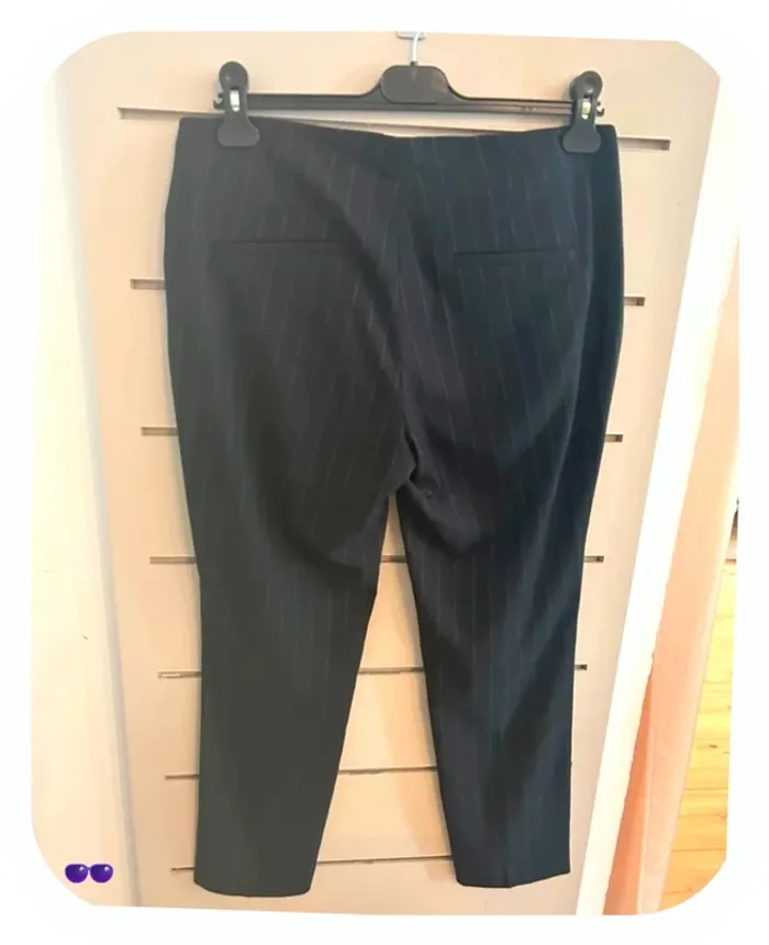 Bash pantalon bleu nuit à rayures blanc modèle bango taille 2/38 - photo numéro 6