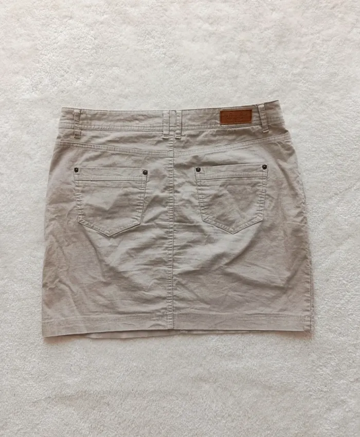 Jupe beige Cache cache velours côtelé 40 My pretty skinny neuve coton élasthanne - photo numéro 4
