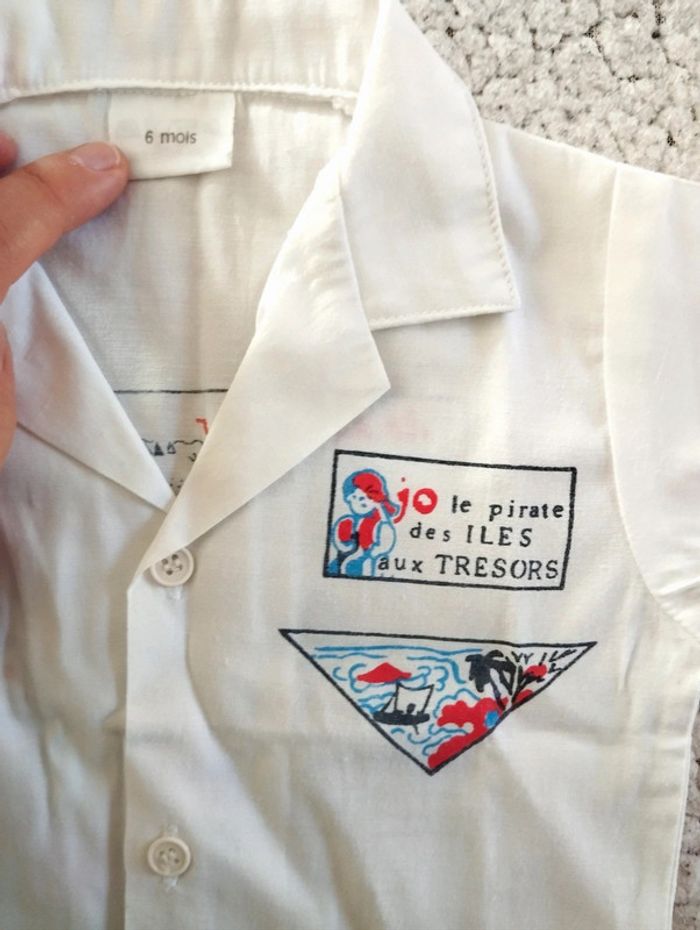 Lot de 2 hauts Pirate t-shirt + chemisette blancs T6M - photo numéro 4