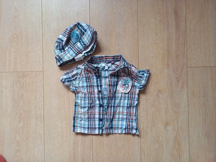 Ensemble chemise rayée et chapeau assorti