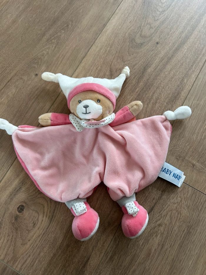 Doudou plat lutin rose baby nat