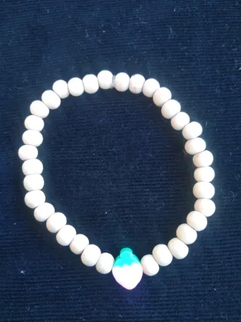 Bracelet Fille Perles Bois Fraise