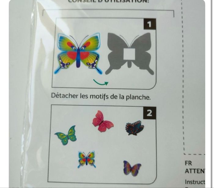 6 papillons autocollants pour décoration murale de 8 -10 cm - photo numéro 3