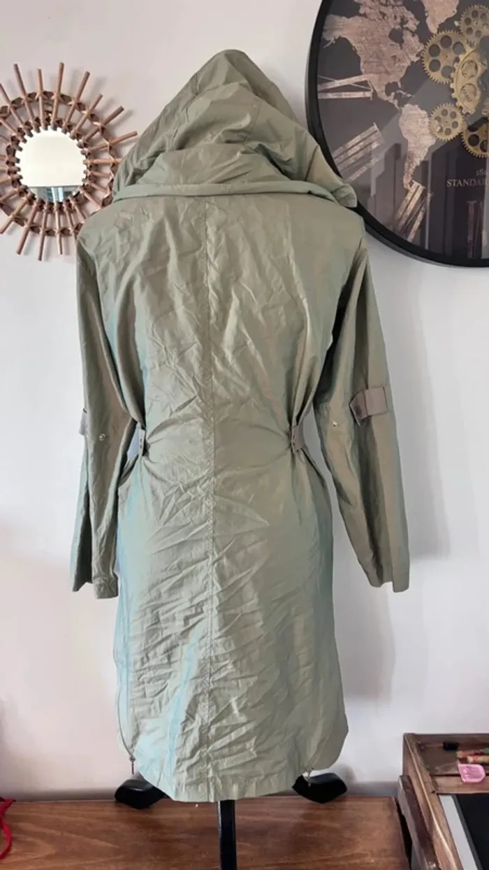 💕 parkas long imperméable cintré kaki taille 36 s - photo numéro 7