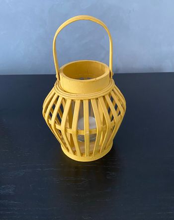 Photophore rotin jaune moutarde «  maisons du monde »
