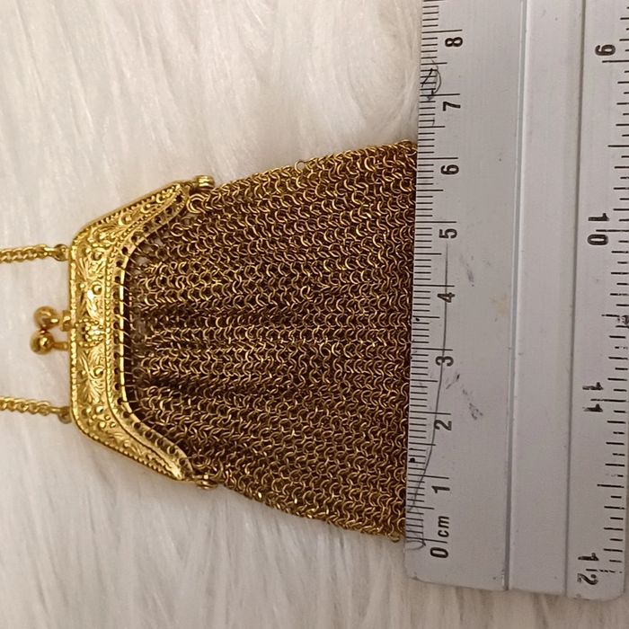 Bourse vintage en maille de métal doré - photo numéro 11