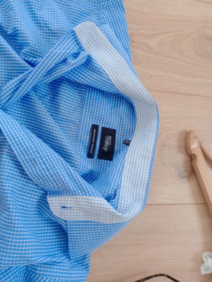 Chemise homme taille 5 43-44 vichy bleu c84 - photo numéro 15