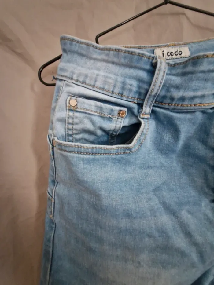 Pantacourt jean bleu femme 38 - photo numéro 3