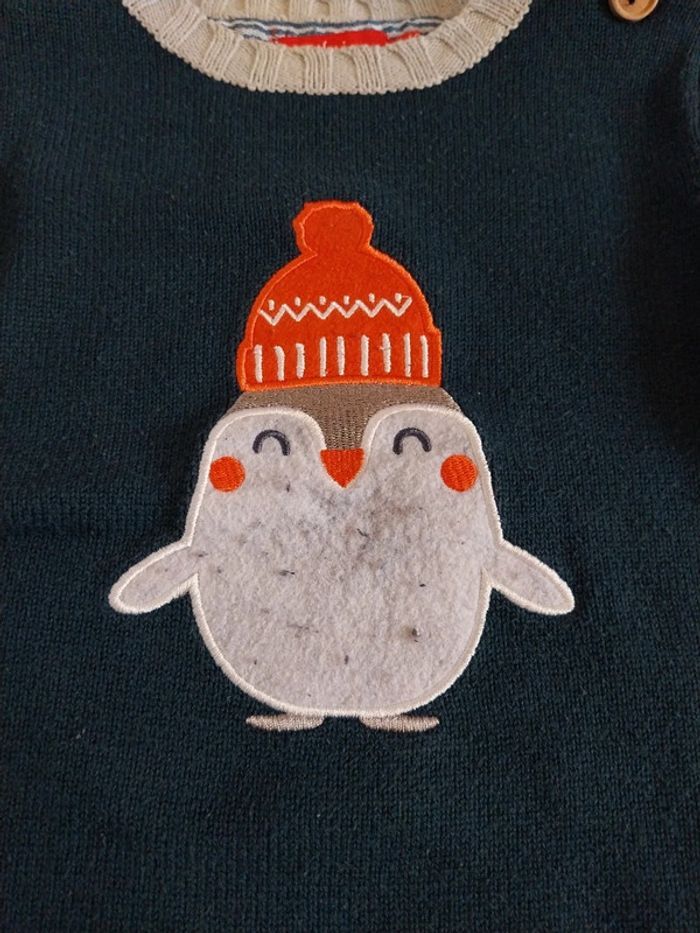 Pull bleu canard avec pinguoin (18M) - photo numéro 2