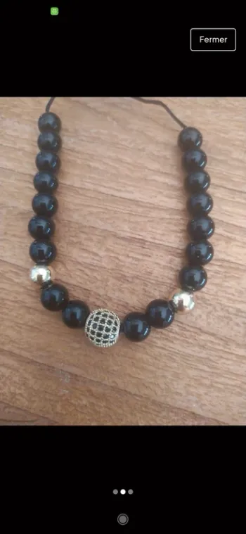 Bracelet perles noires et dorées idée cadeau Noël🎄