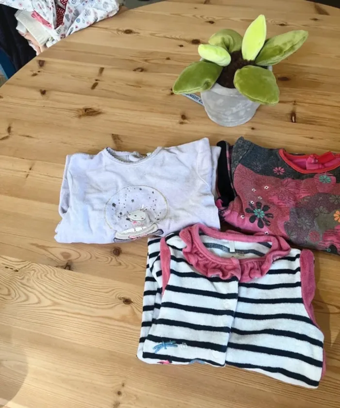 Lot de 3 dors bien pyjama grenouillère velour hiver 9 mois - photo numéro 3