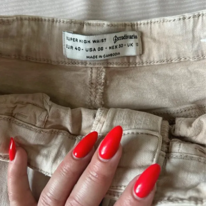 Jeans stradivarius beige crème tailleL L - photo numéro 4