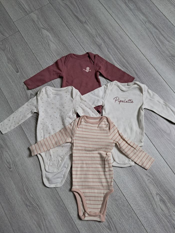 Lot de 4 bodys manches longues - 3 mois / 60 cm