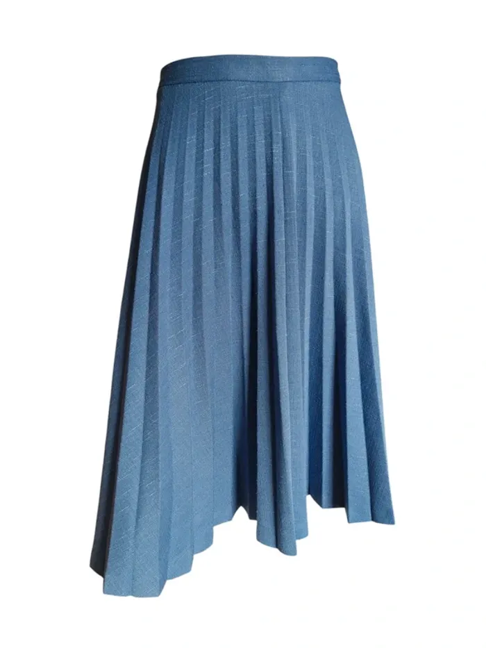 Jupe skirt falda vintage mi longue long plissée bleu blue