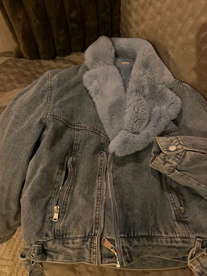 Veste jeans chaude manteau hiver moumoute - photo numéro 2