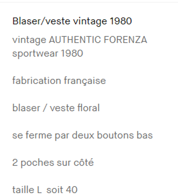 veste / blaser floral vintage 1980 femme taille 40 Forenza - photo numéro 3