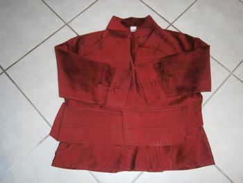 Chemisier en soie rouge manches 3/4 CAMAIEU Taille 44