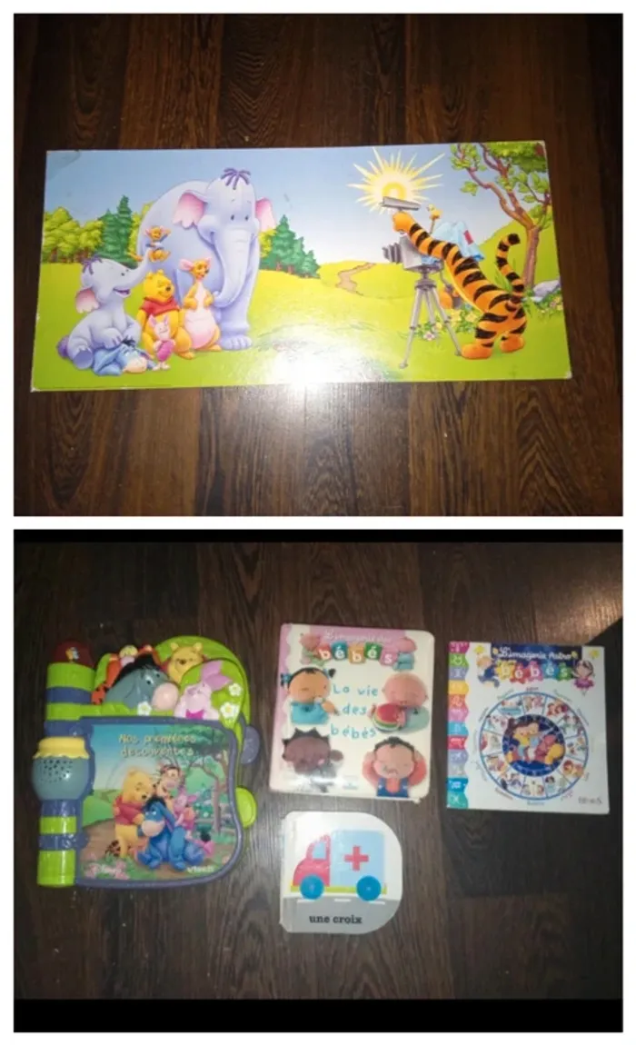 Lot livres + un tableau - bébé - winnie l'ourson