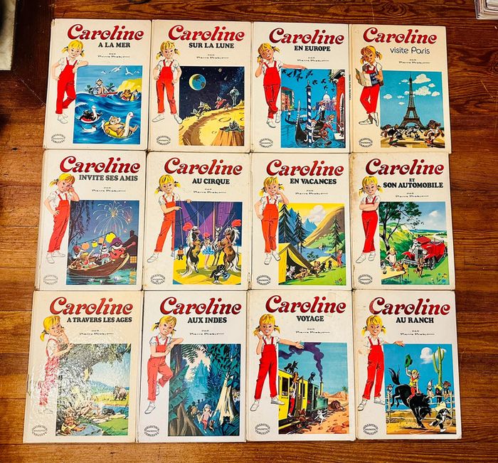 Lot de 12 livres Caroline anciens état satisfaisant grands albums Hachette Pierre probst blancs