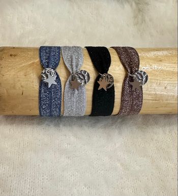 Bracelet tissu petite étoile argenté