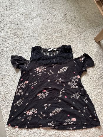 t-shirt noir à motifs gemo taille 12 ans