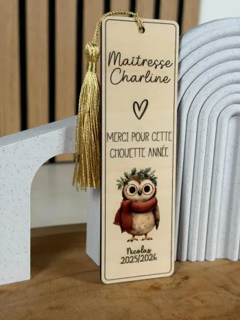 Marque-pages en bois personnalisé - Cadeau fin d'année scolaire - Merci Maîtresse - Maître - Nounou 