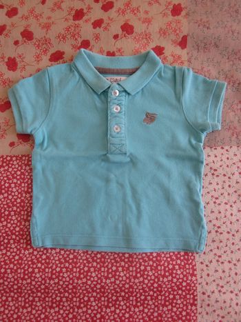 Polo manches courtes bleu turquoise 6 mois