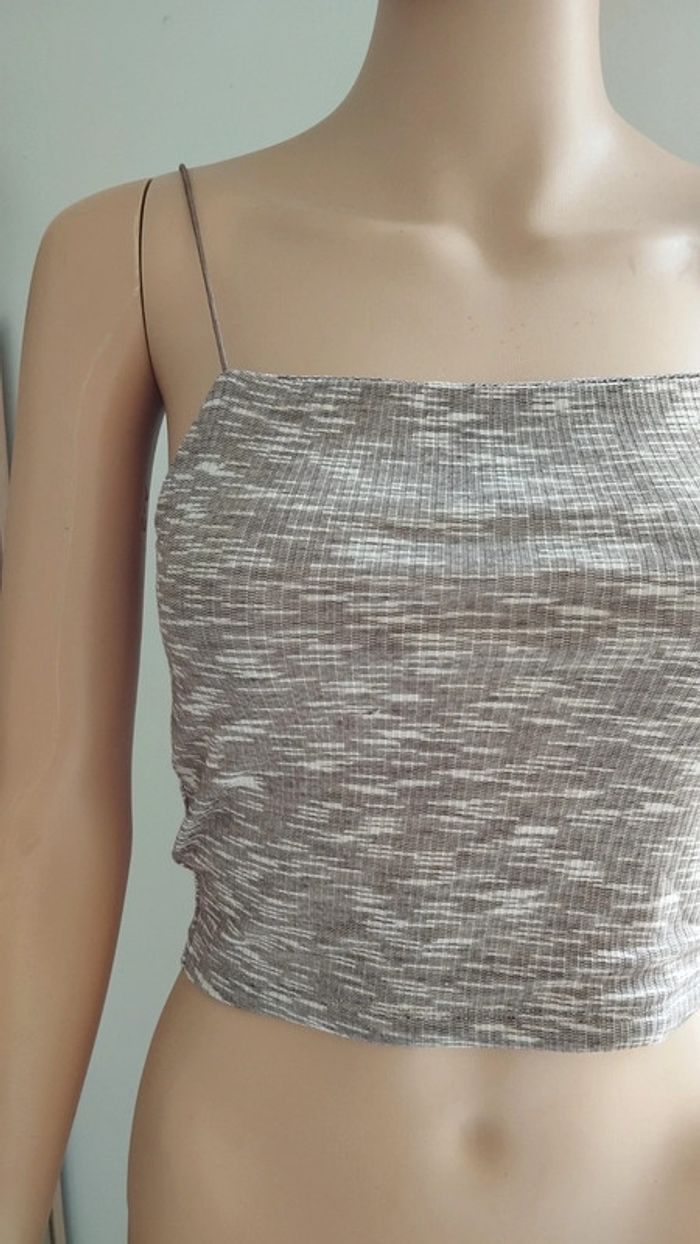 Top haut court debardeur marron beige femme taille xs - photo numéro 3