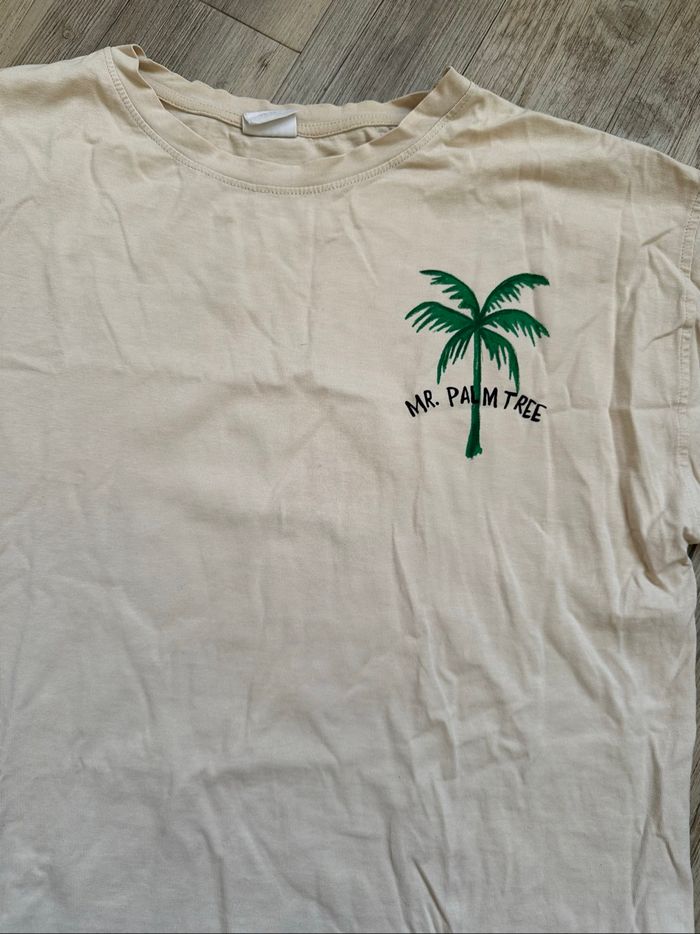 T shirt beige Zara palmier 11/12 ans - photo numéro 2