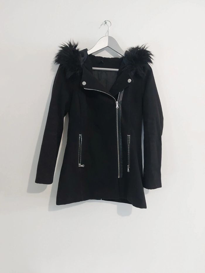 Manteau noir vintage à capuche