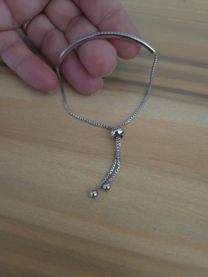 Bracelet demi ouvert argenté - photo numéro 6