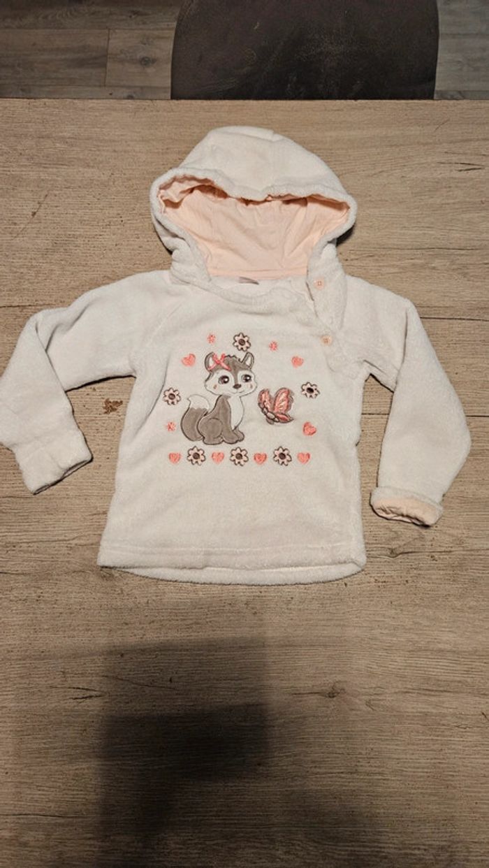 Adorable pull à capuche, polar, blanc, Smile, taille 98/3ans, nickel - photo numéro 6