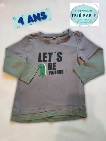T-shirt manches longues 4 ans dinosaure