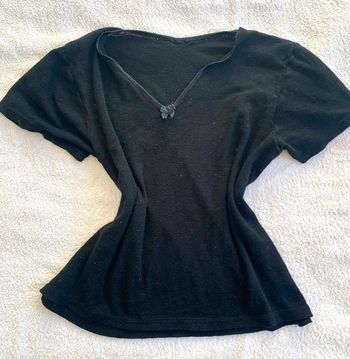 Haut noir manche courte / petit noeud à cœur / coquette cute core