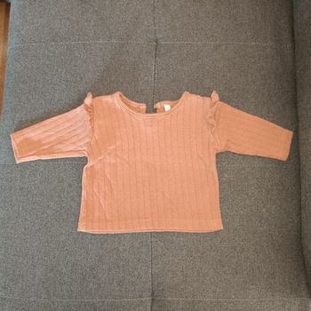 Petit pull marron avec froufrou fille 1 mois