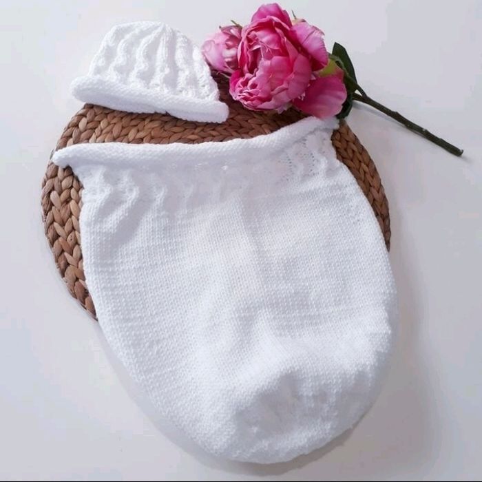 Cocon de naissance laine mérinos tricot bébé - photo numéro 2