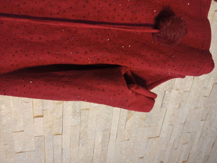 Pull à Capuche Bordeaux avec Strass Femme Taille L - photo numéro 5